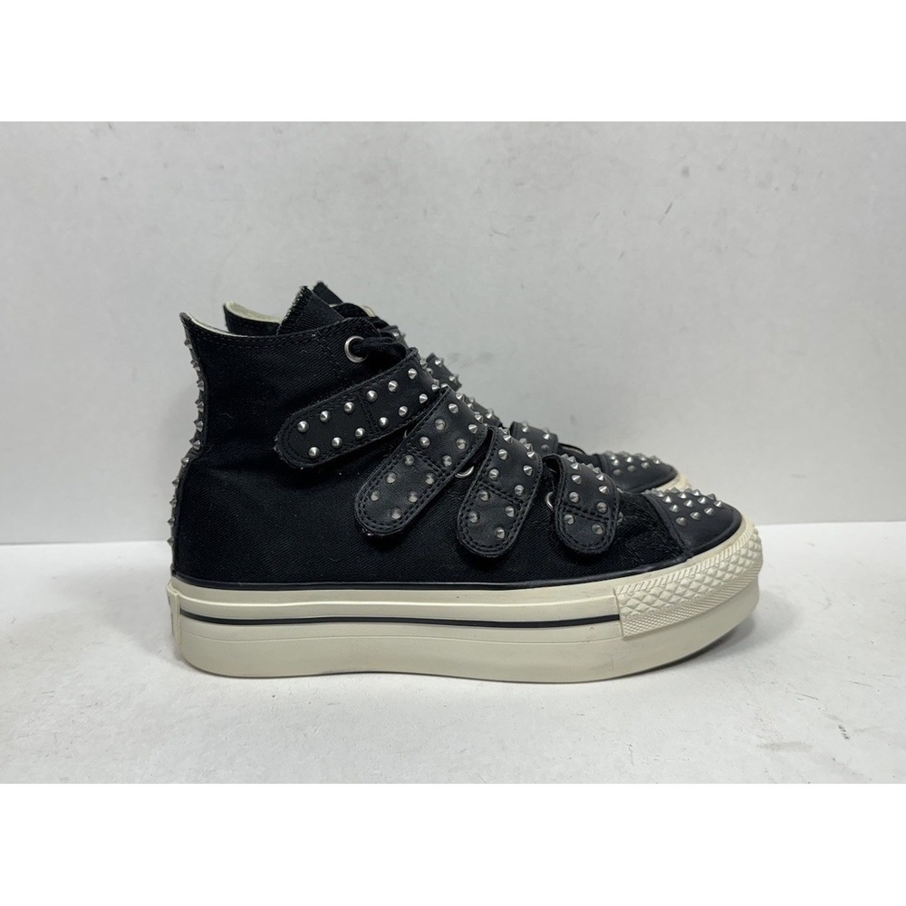 Converse All Star Platform Women's Sz 7.5 Studded 4 Strap Shoes Black 542414c
